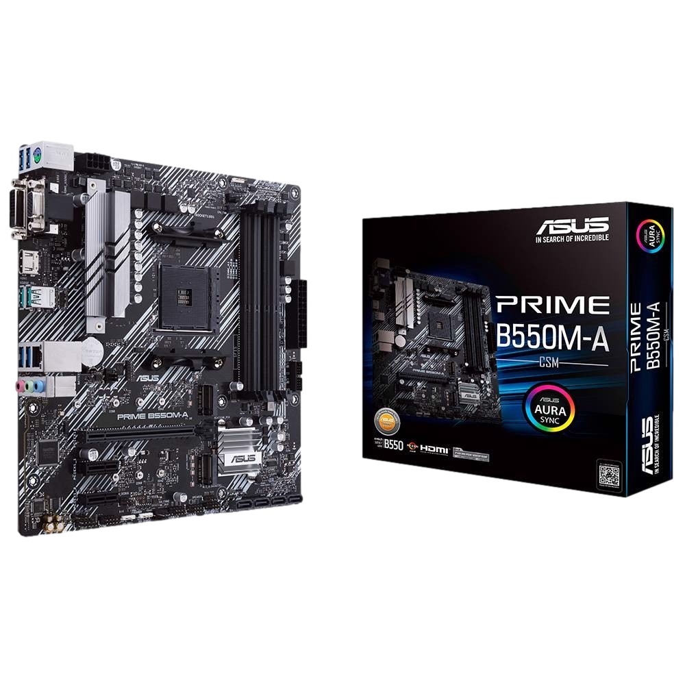 ASUS PRIME B550M-A/CSM 4600MHz OC DDR4 Soket AM4 M.2 HDMI VGA DVI mATX Anakart görsel 1