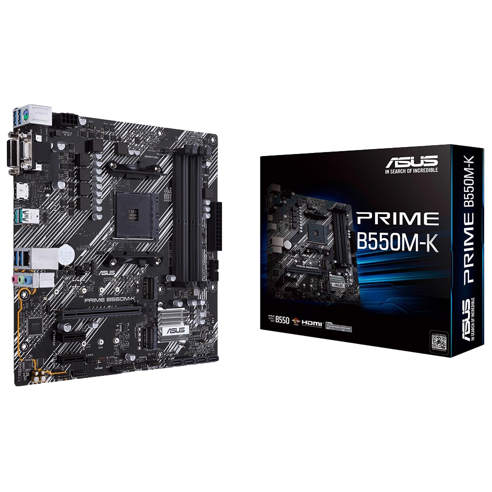 ASUS PRIME B550M-K 4600MHz OC DDR4 Soket AM4 M.2 HDMI VGA DVI mATX Anakart görsel 1