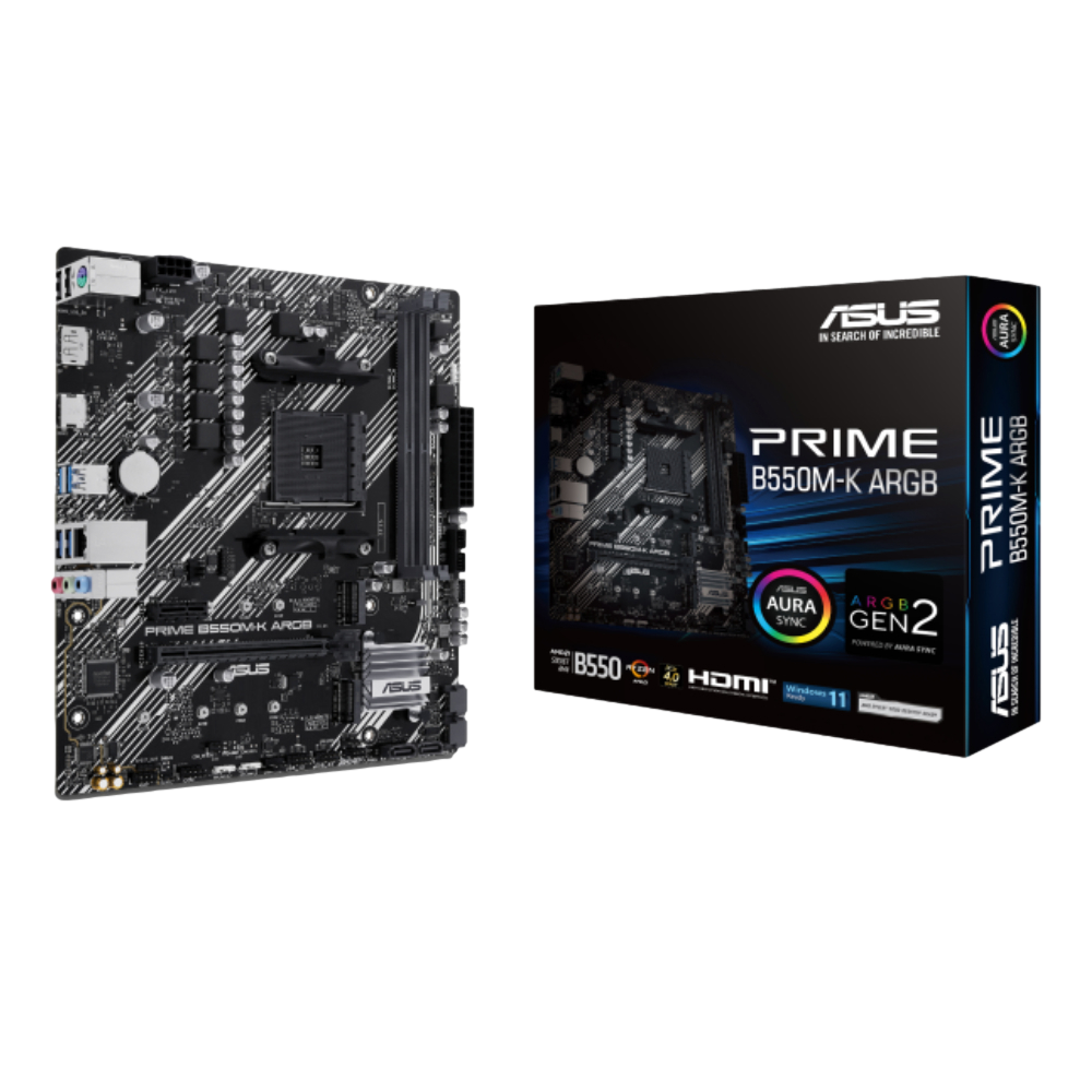 ASUS PRIME B550M-K ARGB 5100MHz OC DDR4 Soket AM4 M.2 HDMI VGA DVI mATX Anakart