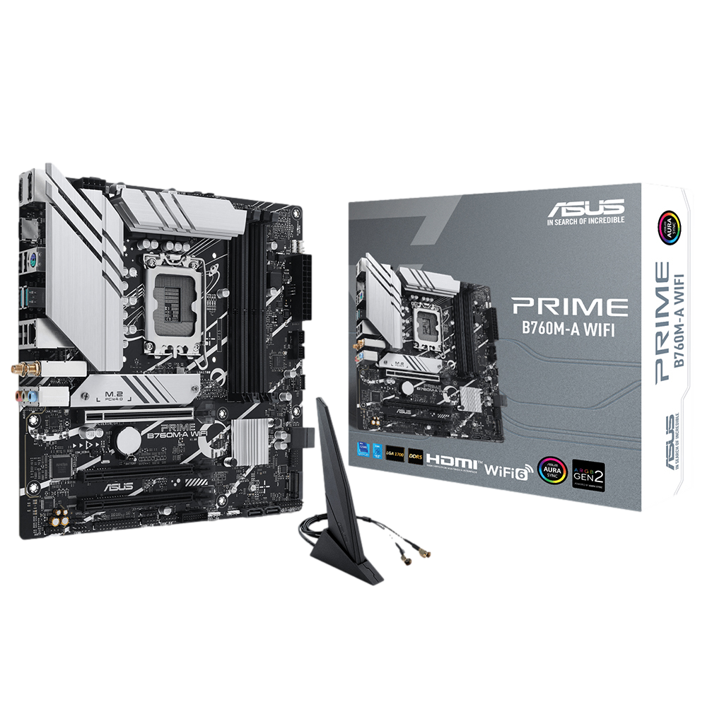 ASUS PRIME B760M-A WIFI 6600MHz(OC) DDR5 Soket 1700 M.2 HDMI DP mATX Anakart görsel 1