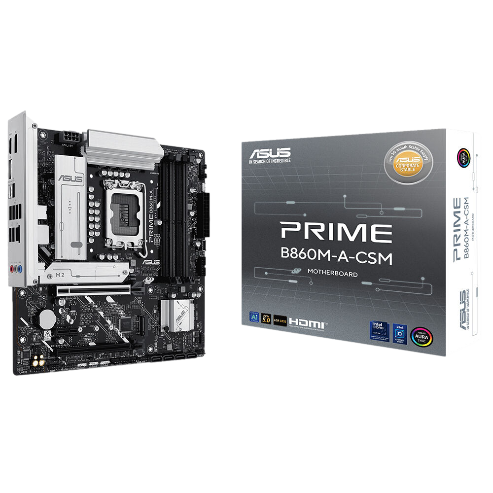 ASUS PRIME B860M-A-CSM 8666MHz OC DDR5 Soket 1851 M.2 USB-C HDMI DP mATX Anakart