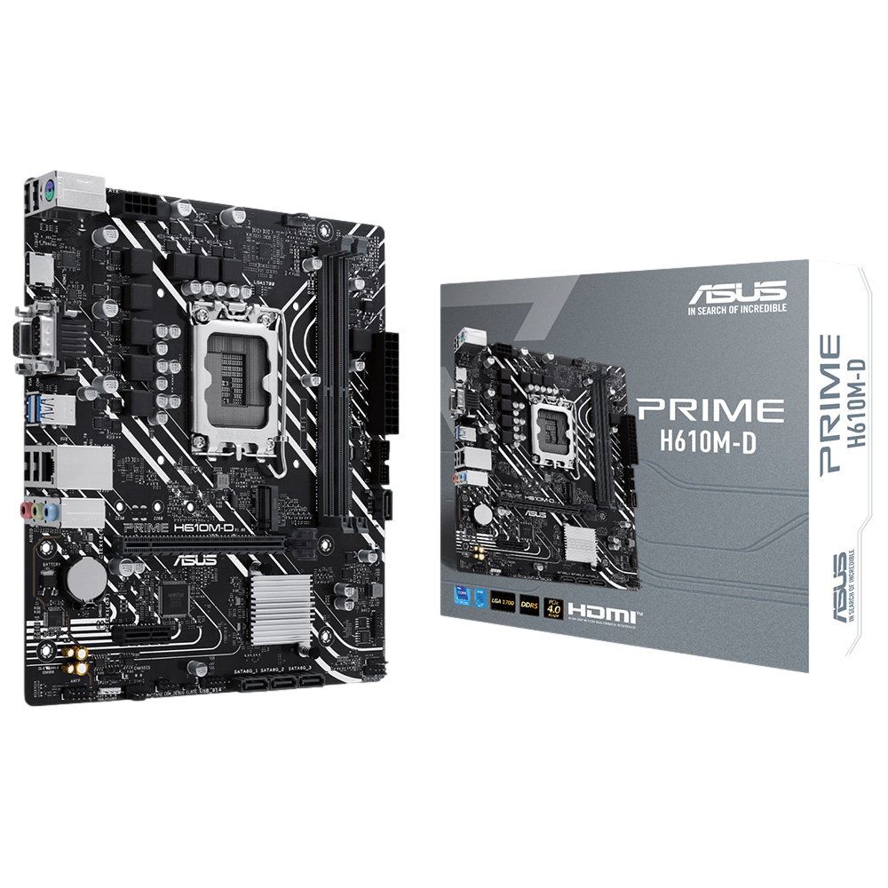 ASUS PRIME H610M-D 5600MHz DDR5 Soket 1700 M.2 HDMI D-Sub mATX Anakart
