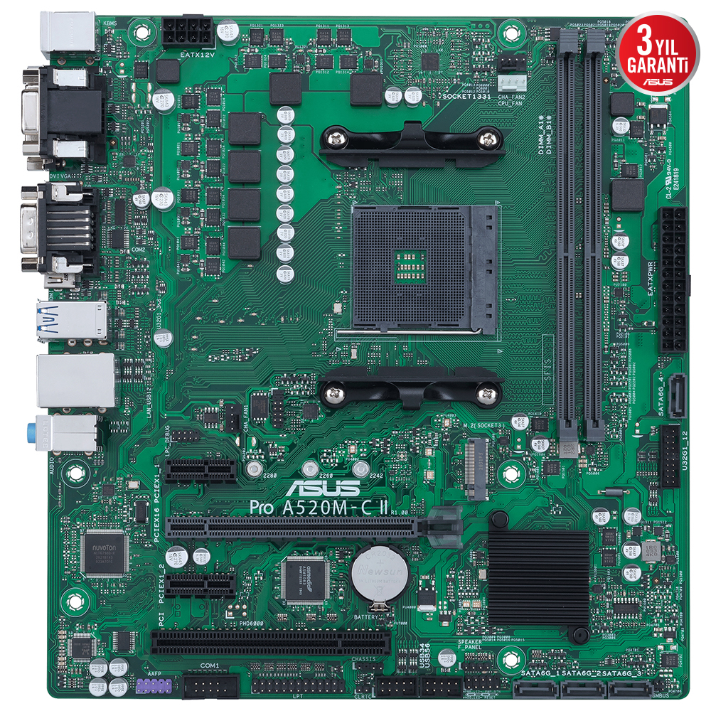 ASUS PRO A520M-C II/CSM 4600MHz OC DDR4 Soket AM4 M.2 VGA DVI HDMI mATX Anakart