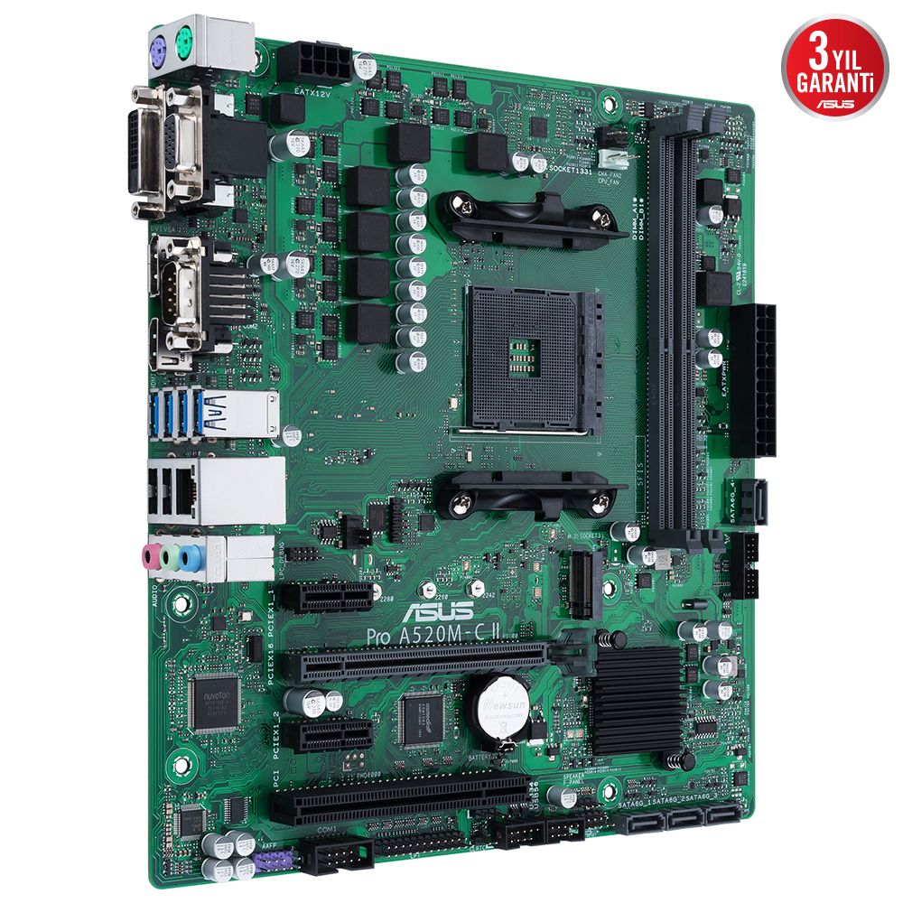ASUS PRO A520M-C II/CSM 4600MHz OC DDR4 Soket AM4 M.2 VGA DVI HDMI mATX Anakart