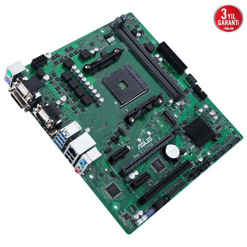 ASUS PRO A520M-C II/CSM 4600MHz OC DDR4 Soket AM4 M.2 VGA DVI HDMI mATX Anakart