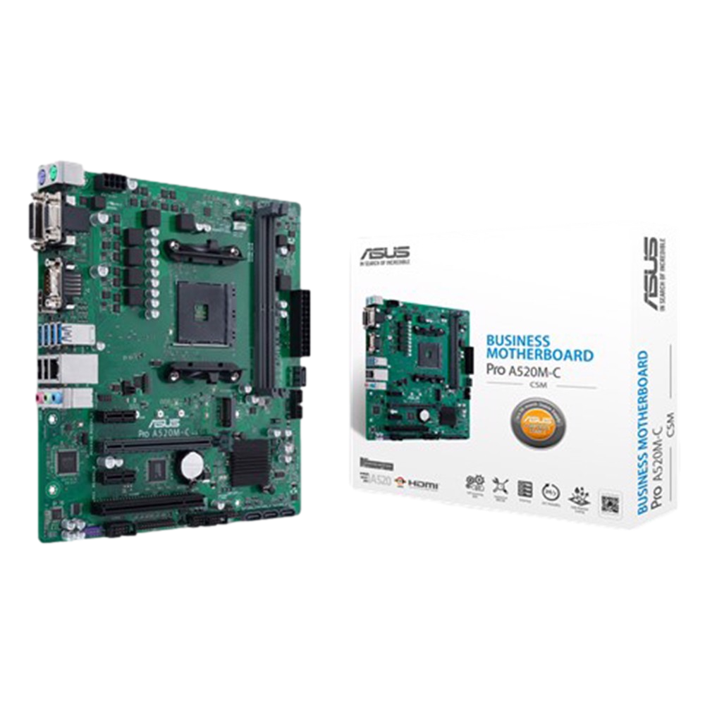 ASUS PRO A520M-C/CSM 4600MHz OC DDR4 Soket AM4 M.2 VGA DVI HDMI mATX Anakart görsel 1