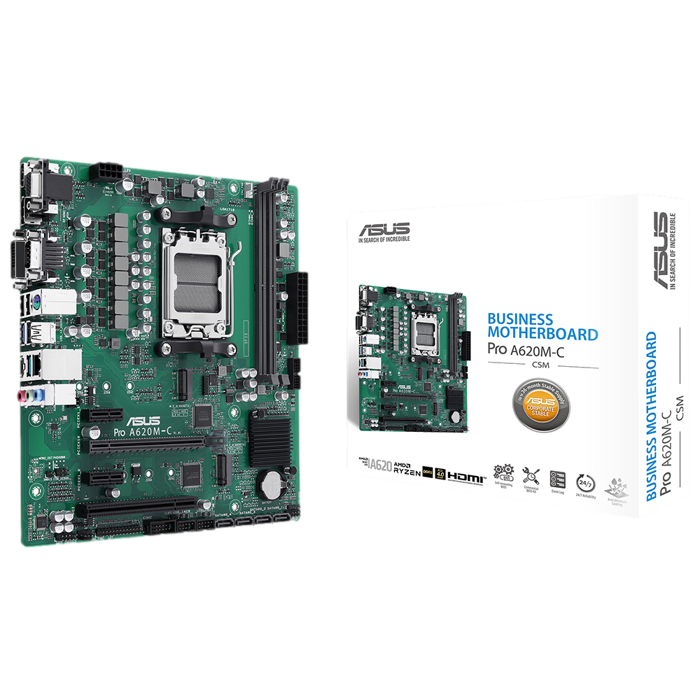 ASUS PRO A620M-C/CSM  DDR5 Soket AM5 M.2 VGA DVI HDMI mATX Anakart görsel 1