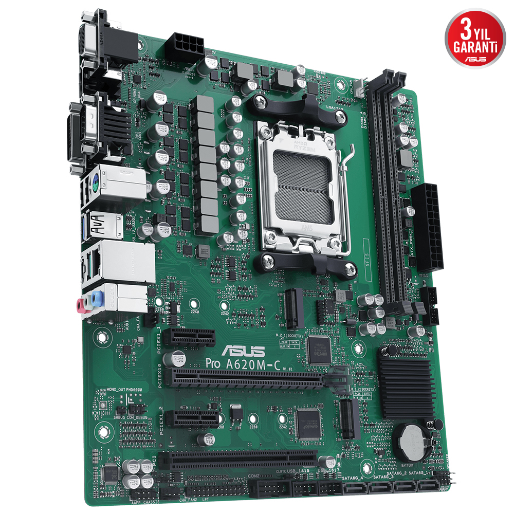 ASUS PRO A620M-C/CSM  DDR5 Soket AM5 M.2 VGA DVI HDMI mATX Anakart