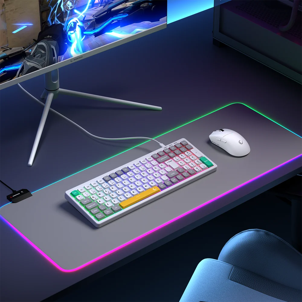 Rampage PURE Beyaz/Gri RGB Low Profile Membrane Gaming Klavye