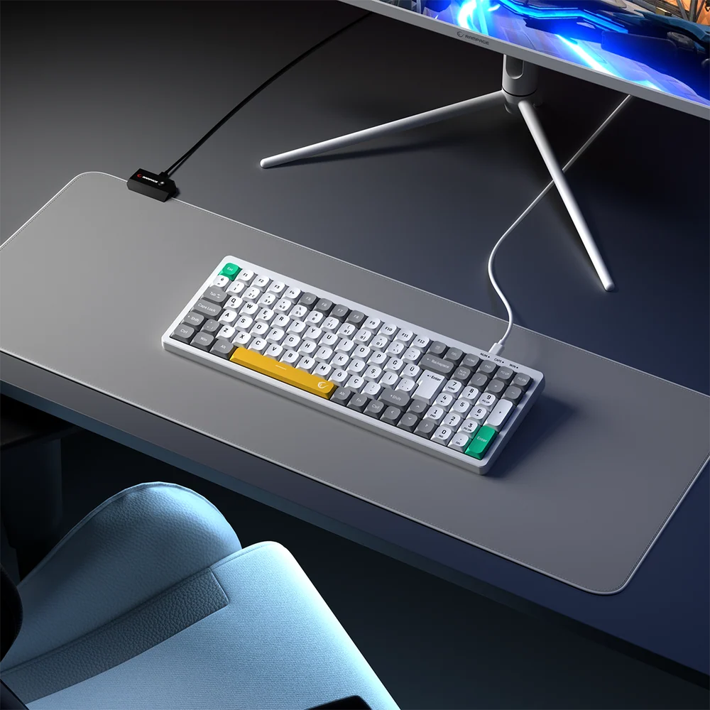 Rampage PURE Beyaz/Gri RGB Low Profile Membrane Gaming Klavye