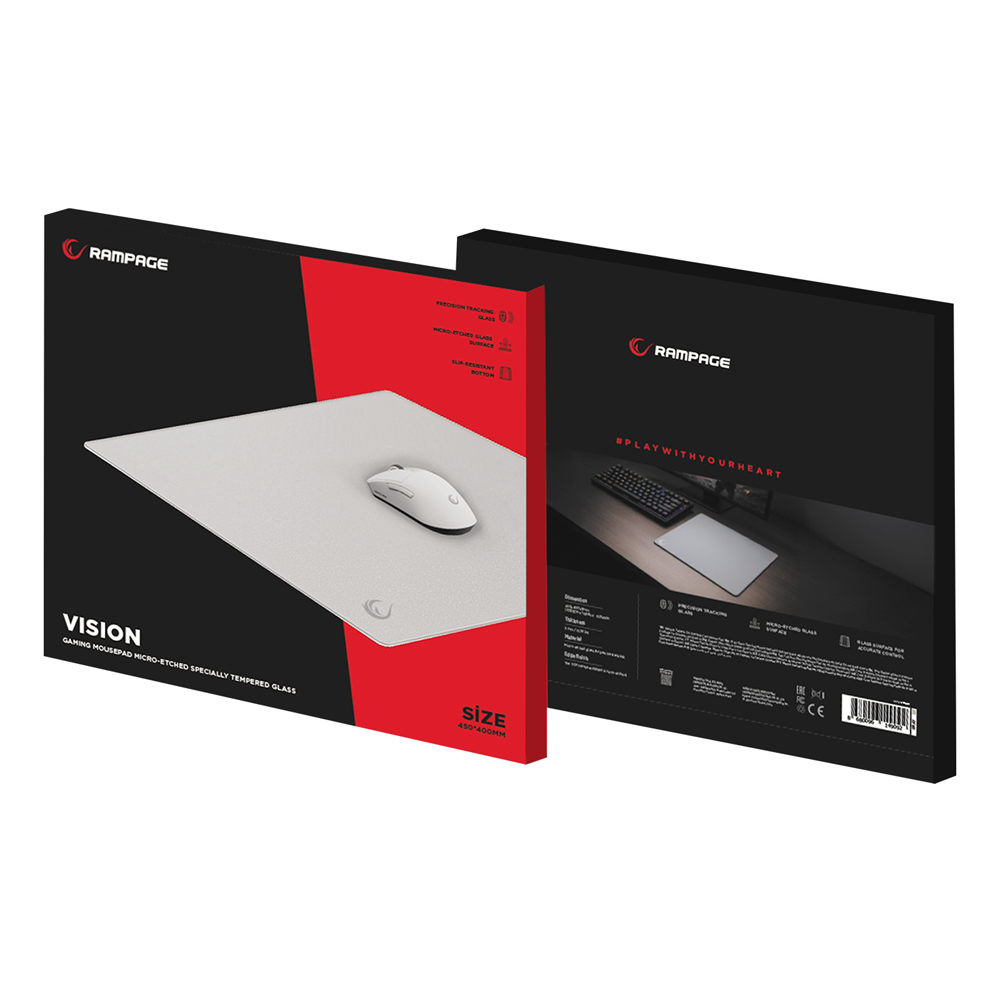 Rampage Vision Kauçuk Taban Gri Gaming Cam Mouse Pad 45x40cm