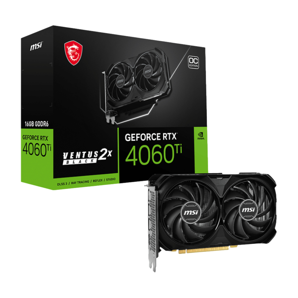 MSI GeForce RTX 4060 Ti VENTUS 2X BLACK 16G OC 16GB GDDR6 DLSS 3 128 Bit Ekran Kartı görsel 1