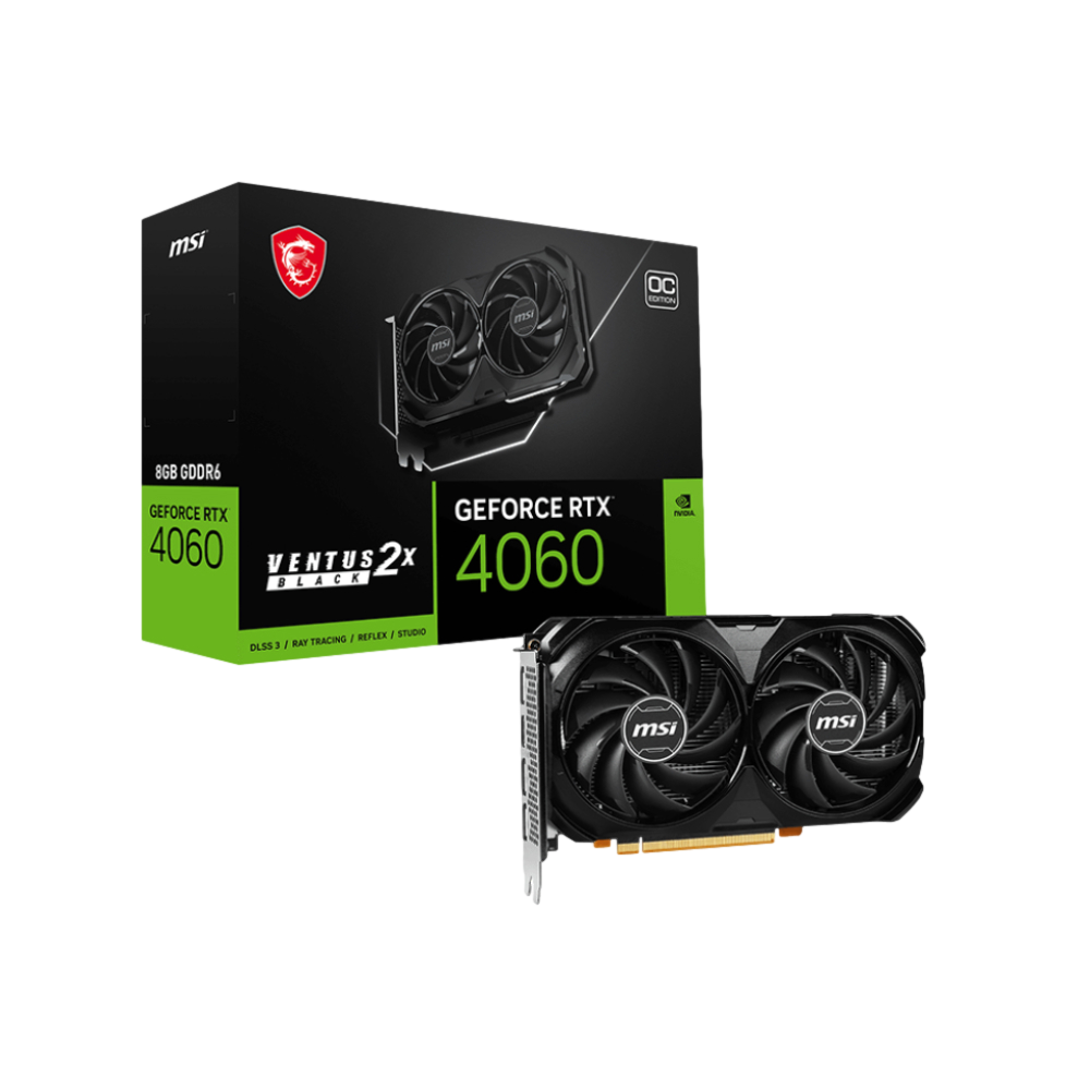 MSI GeForce RTX 4060 VENTUS 2X BLACK 8GB OC GDDR6 DLSS 3 128 Bit Ekran Kartı