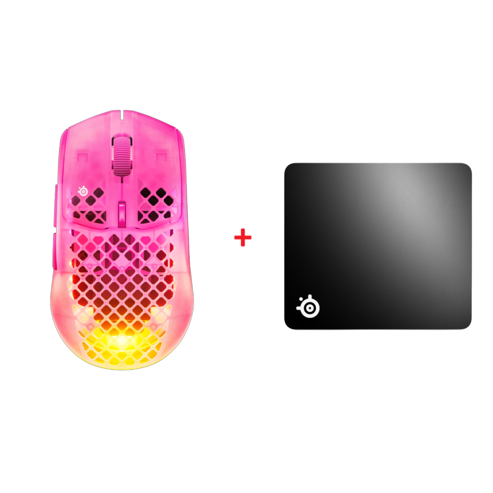 Steelseries Aerox 3 Wireless Gen 2 Mouse + SteelSeries QcK+ Large Mouse Pad Bundle Paket