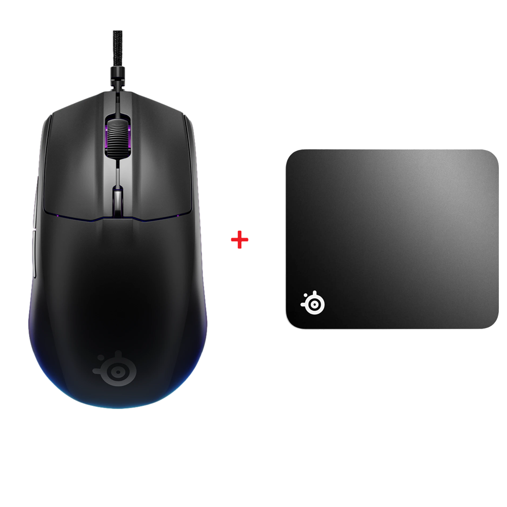SteelSeries Rival 3 Gen 2 Mouse + SteelSeries QcK Medium Mouse Pad Bundle Paket