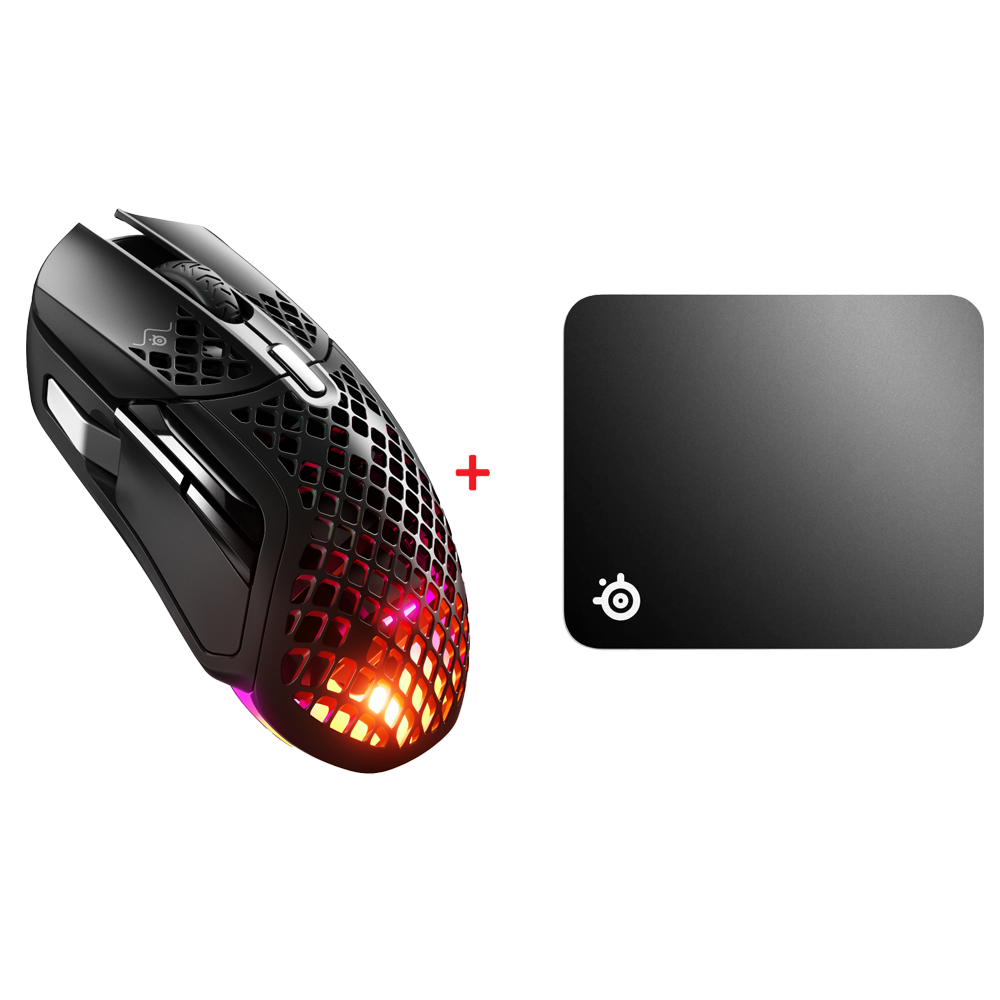 SteelSeries Aerox 5 Mouse + SteelSeries QcK Medium Mouse Pad Bundle Paket