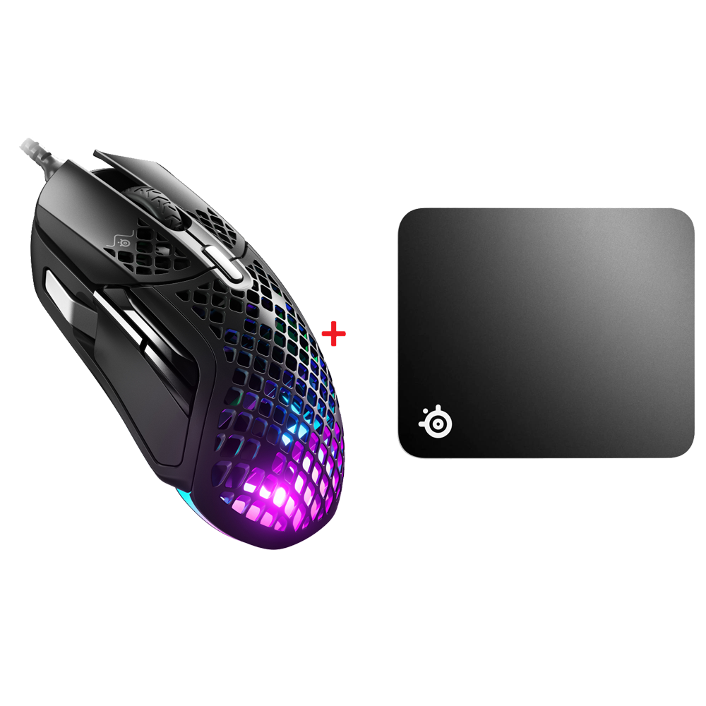 SteelSeries Aerox 5 Mouse + SteelSeries QcK Medium Mouse Pad Bundle Paket