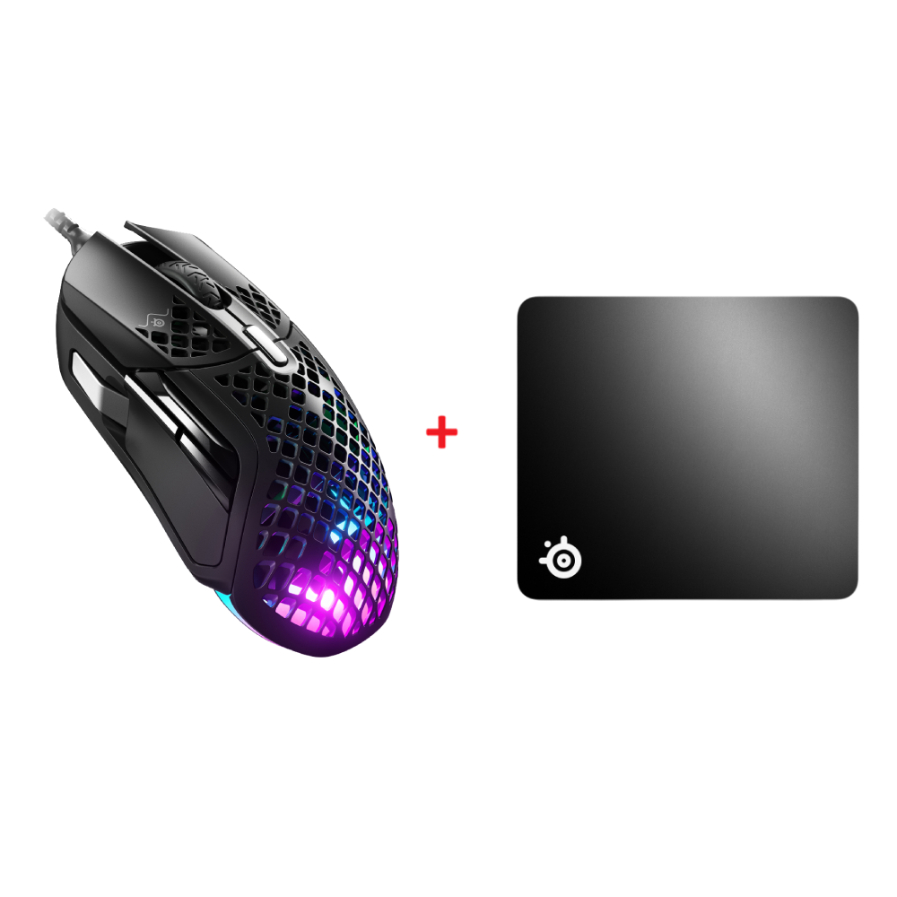 SteelSeries Aerox 5 RGB Kablolu Mouse + SteelSeries QcK+ Large Mouse Pad Bundle Paket