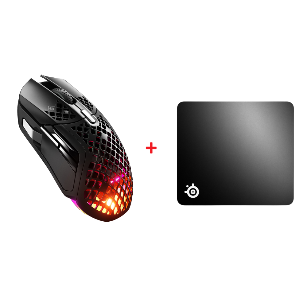 SteelSeries Aerox 5 RGB Kablosuz Mouse + SteelSeries QcK+ Large Mouse Pad Bundle Paket