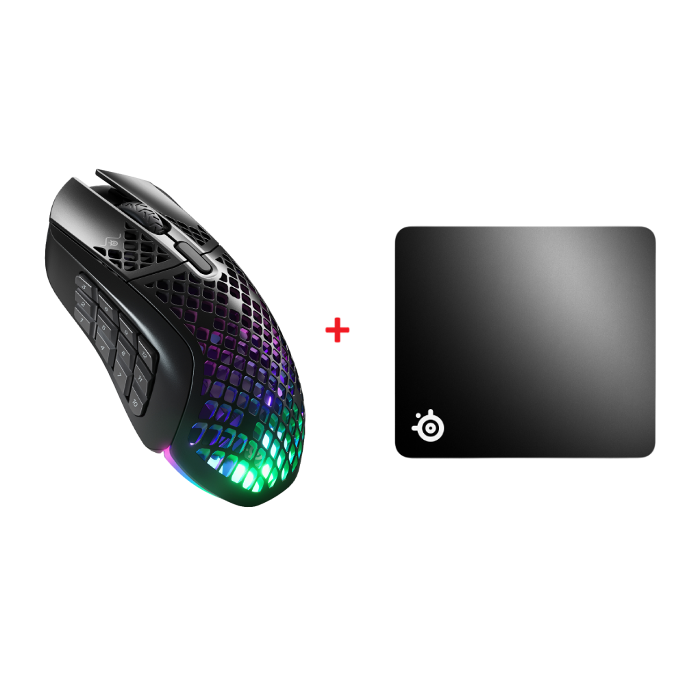 SteelSeries Aerox 9 RGB Mouse + SteelSeries QcK+ Large Mouse Pad Bundle Paket