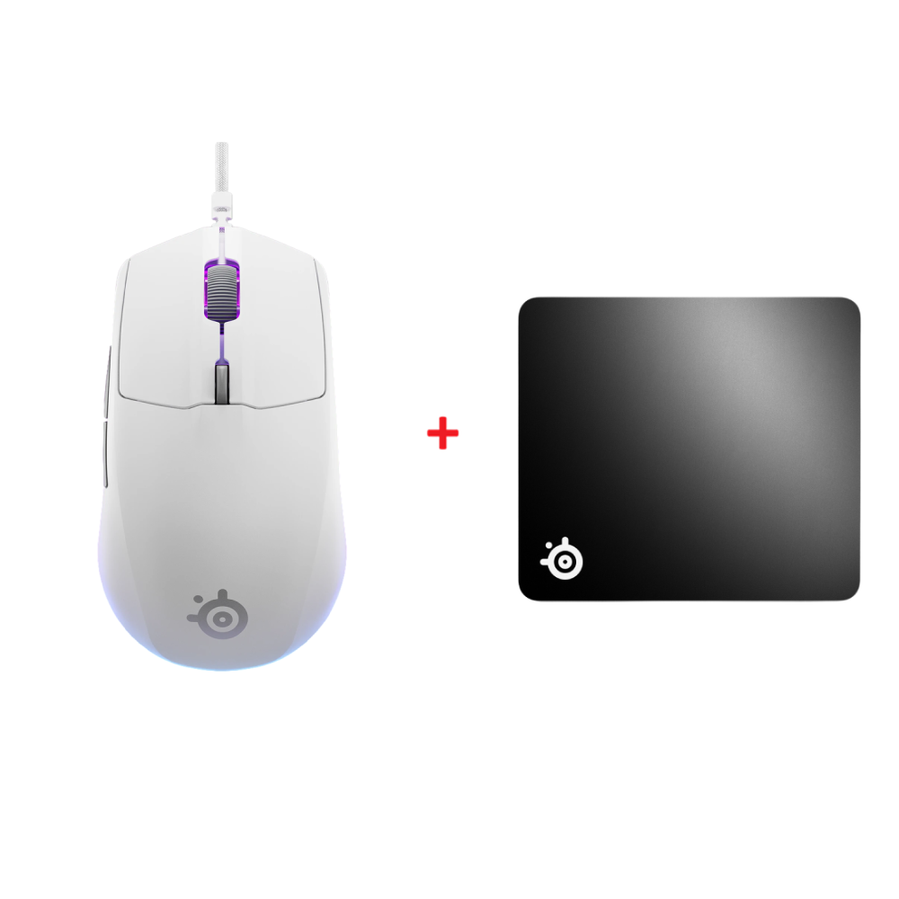 SteelSeries Rival 3 Gen 2 Mouse + SteelSeries QcK+ Large Mouse Pad Bundle Paket 