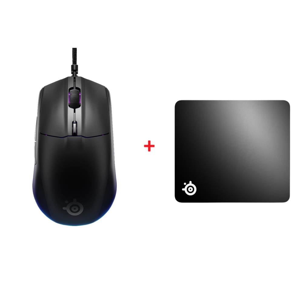 SteelSeries Rival 3 Gen 2 Mouse + SteelSeries QcK+ Large Mouse Pad Bundle Paket 