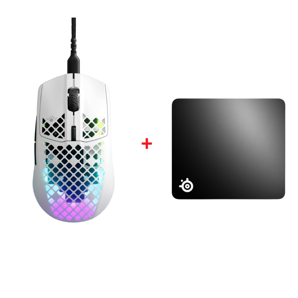 SteelSeries Aerox 3 Mouse + SteelSeries QcK+ Large Mouse Pad Bundle Paket