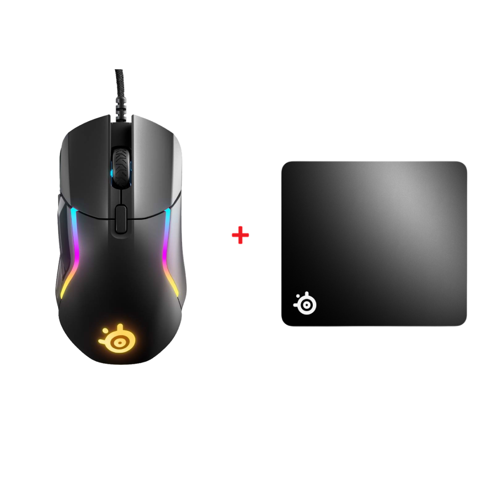 Steelseries Rival 5 RGB Mouse + SteelSeries QcK+ Large Mouse Pad Bundle Paket