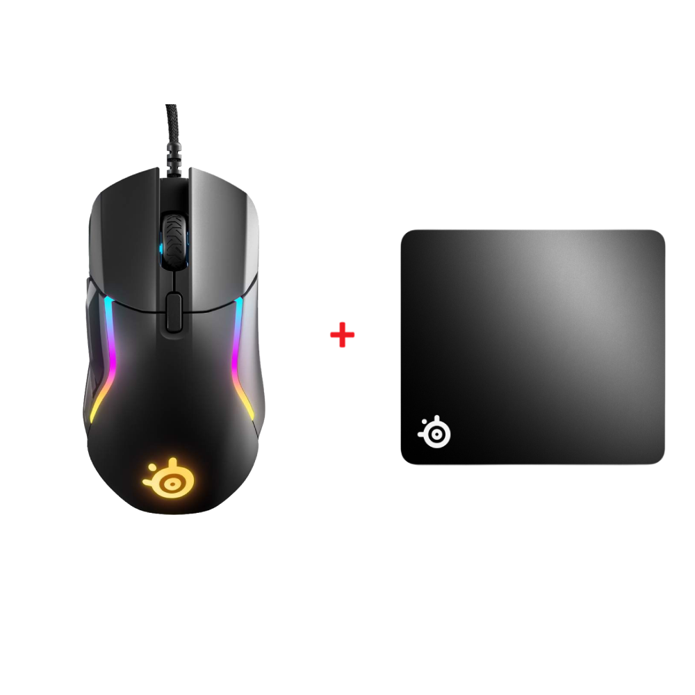 Steelseries Rival 5 RGB Mouse + SteelSeries QcK+ Large Mouse Pad Bundle Paket