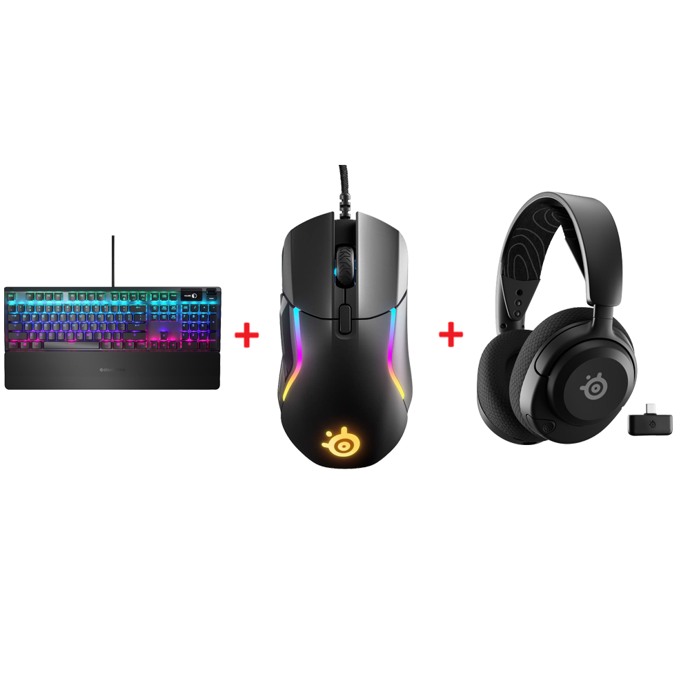 Steelseries Apex 5 Klavye + Steelseries Rival 5 Mouse + Steelseries Arctis Nova 5 Kulaklık Bundle Paket