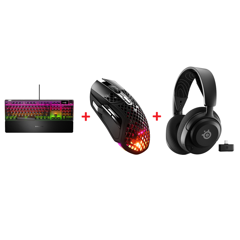 Steelseries Apex 7 Klavye + Steelseries Aerox 5 Wireless Mouse + Steelseries Arctis Nova 5 Kulaklık Bundle Paket