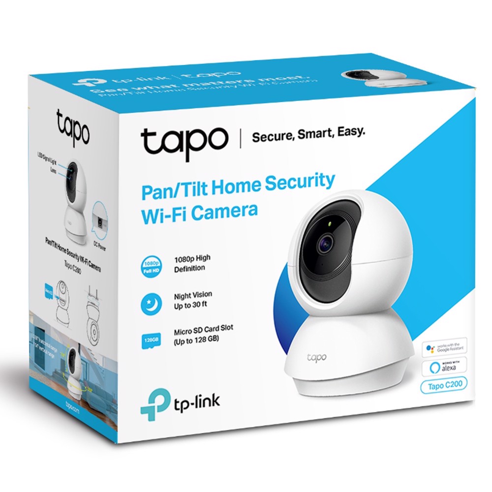 TP-LINK TAPO C200 1080P 128GB MicroSD Gece Görüşlü Pan / Tilt IP Kamera