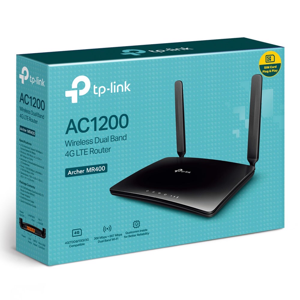 TP-LINK ARCHER MR400 AC1200 Dual-Band Wireless 4G Router