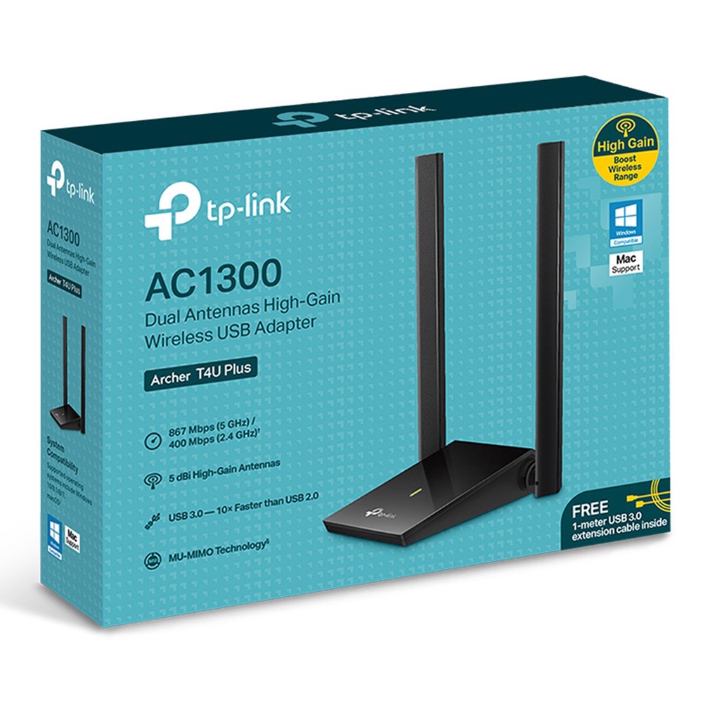 TP-LINK ARCHER T4U PLUS AC1300 Yüksek Kazançlı Kablosuz USB Adaptör