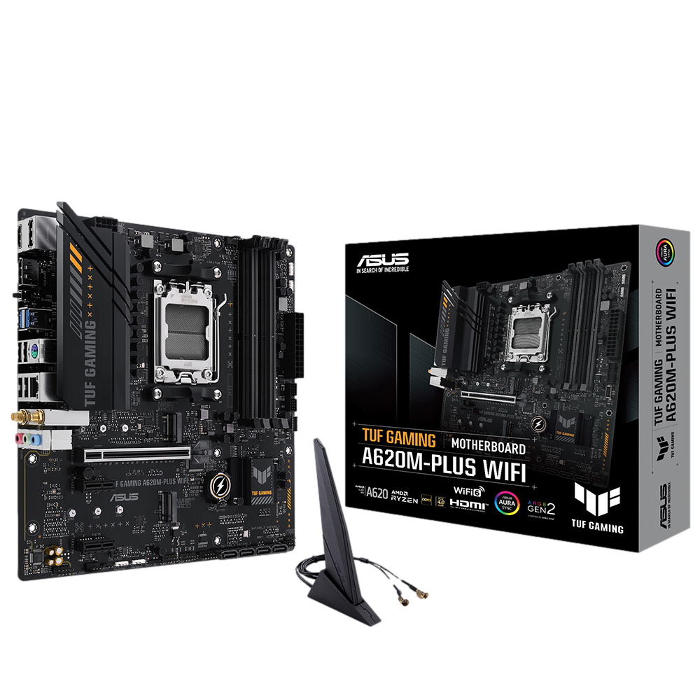 ASUS TUF GAMING A620M-PLUS WIFI 6400MHz OC DDR5 Soket AM5 M.2 HDMI VGA mATX Anakart görsel 1