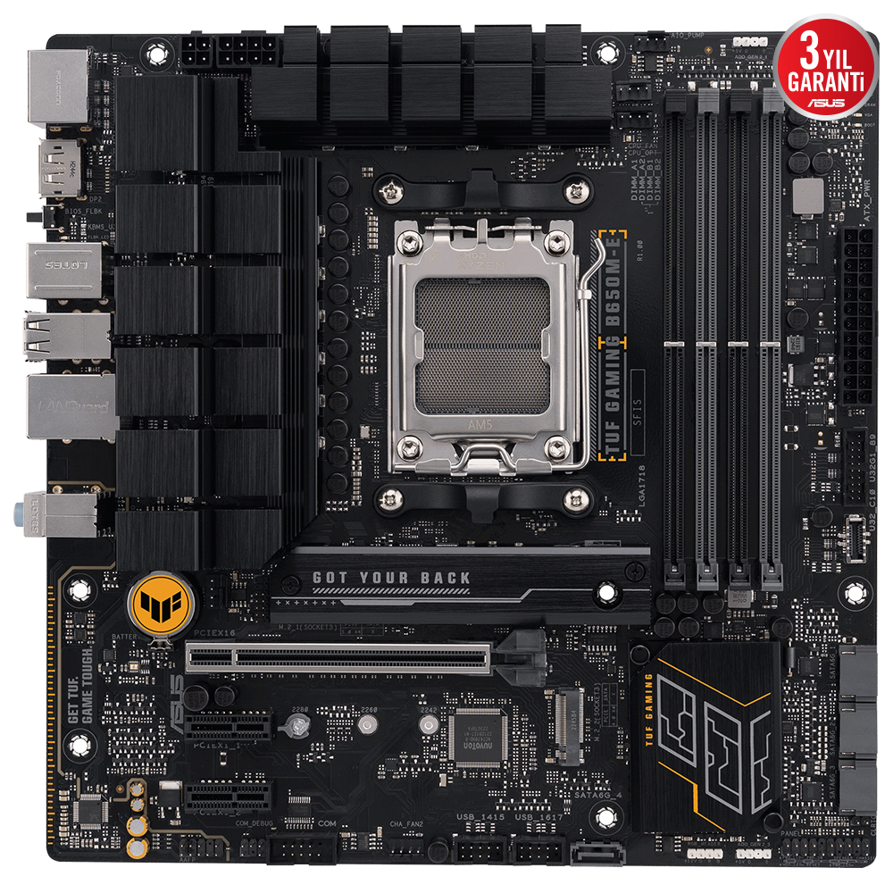 ASUS TUF GAMING B650M-E 6400MHz OC DDR5 Soket AM5 M.2 HDMI DP mATX Anakart