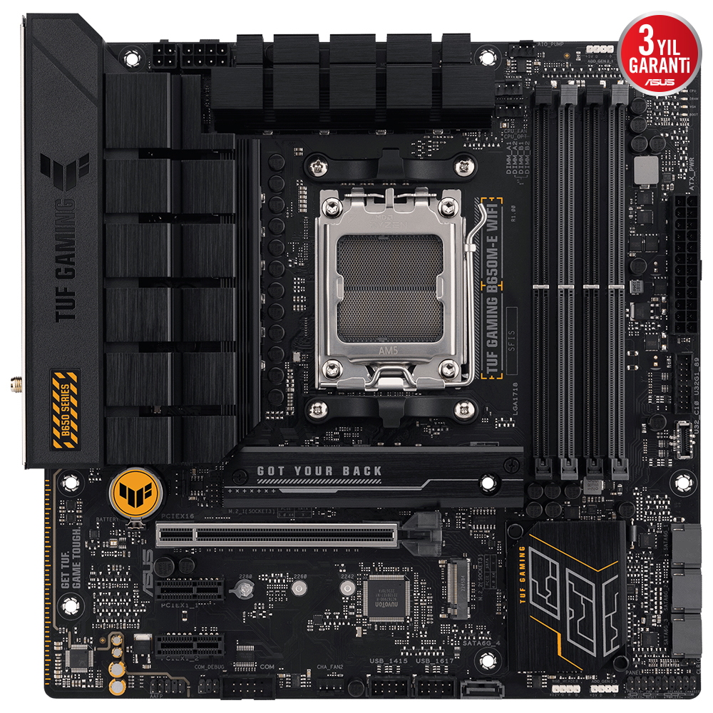 ASUS TUF GAMING B650M-E WIFI 6400MHz OC DDR5 Soket AM5 M.2 HDMI DP mATX Anakart