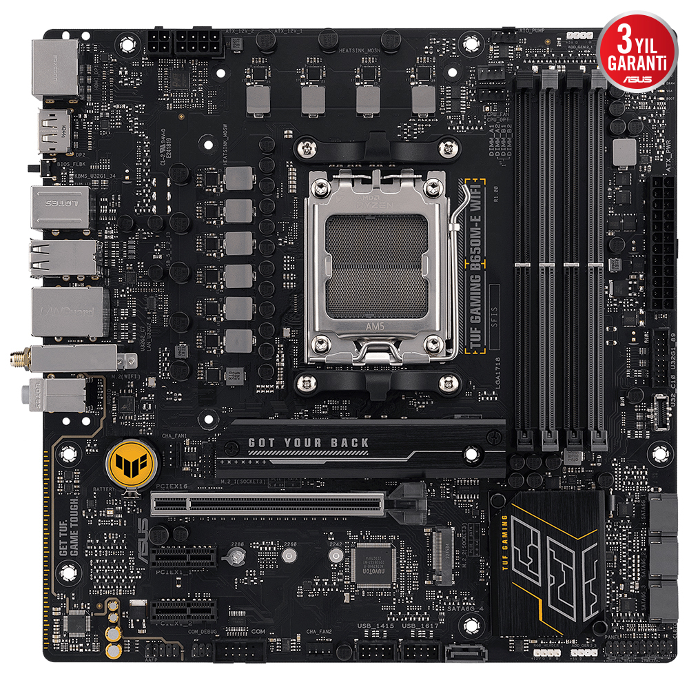 ASUS TUF GAMING B650M-E WIFI 6400MHz OC DDR5 Soket AM5 M.2 HDMI DP mATX Anakart