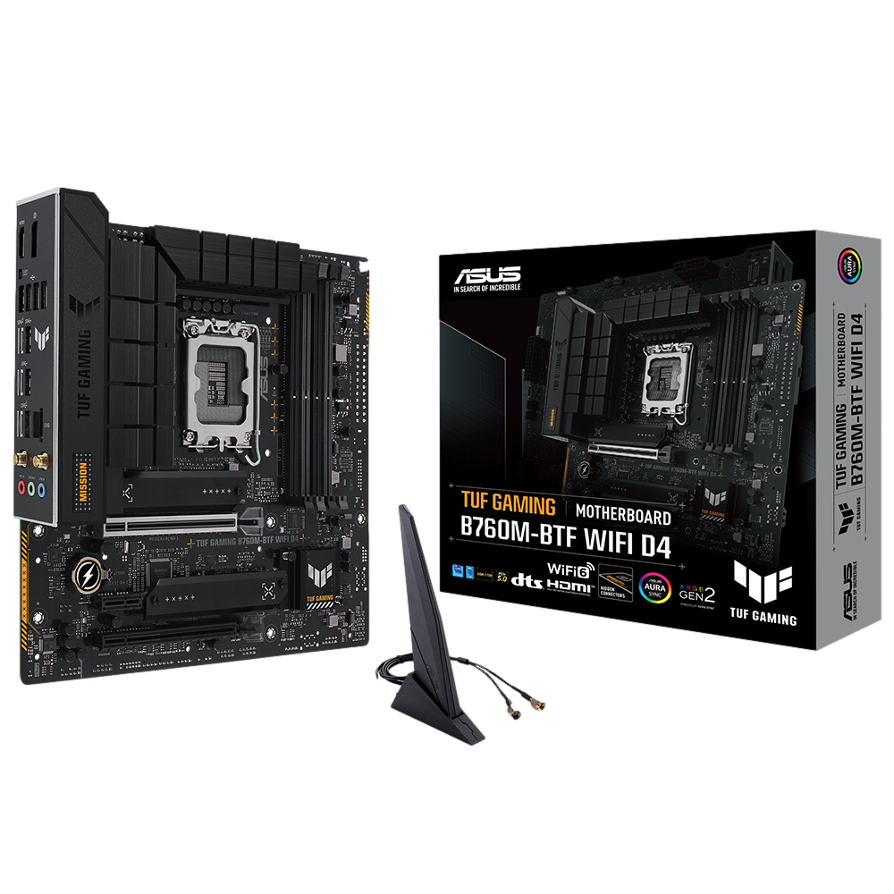 ASUS TUF GAMING B760M-BTF WIFI D4 5333(OC) DDR4 Soket 1700 M.2 HDMI DP mATX Anakart görsel 1