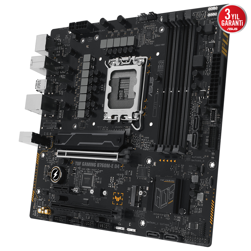 ASUS TUF GAMING B760M-E D4 5333MHz(OC) DDR4 Soket 1700 M.2 HDMI DP mATX Anakart