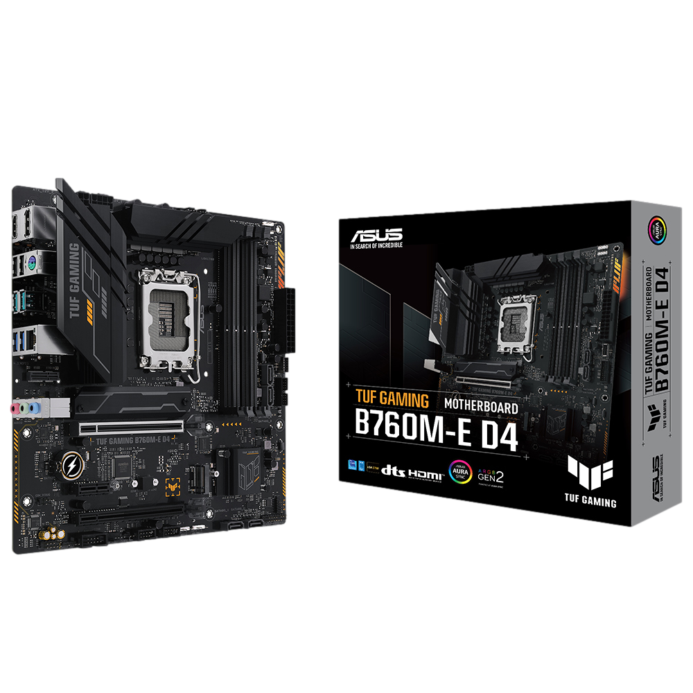 ASUS TUF GAMING B760M-E D4 5333MHz(OC) DDR4 Soket 1700 M.2 HDMI DP mATX Anakart görsel 1