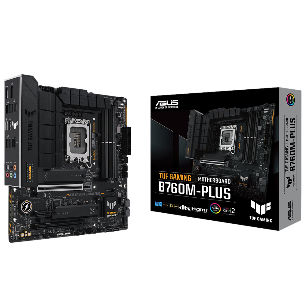 ASUS TUF GAMING B760M-PLUS 7200MHz OC DDR5 Soket 1700 M.2 HDMI DP mATX Anakart görsel 1