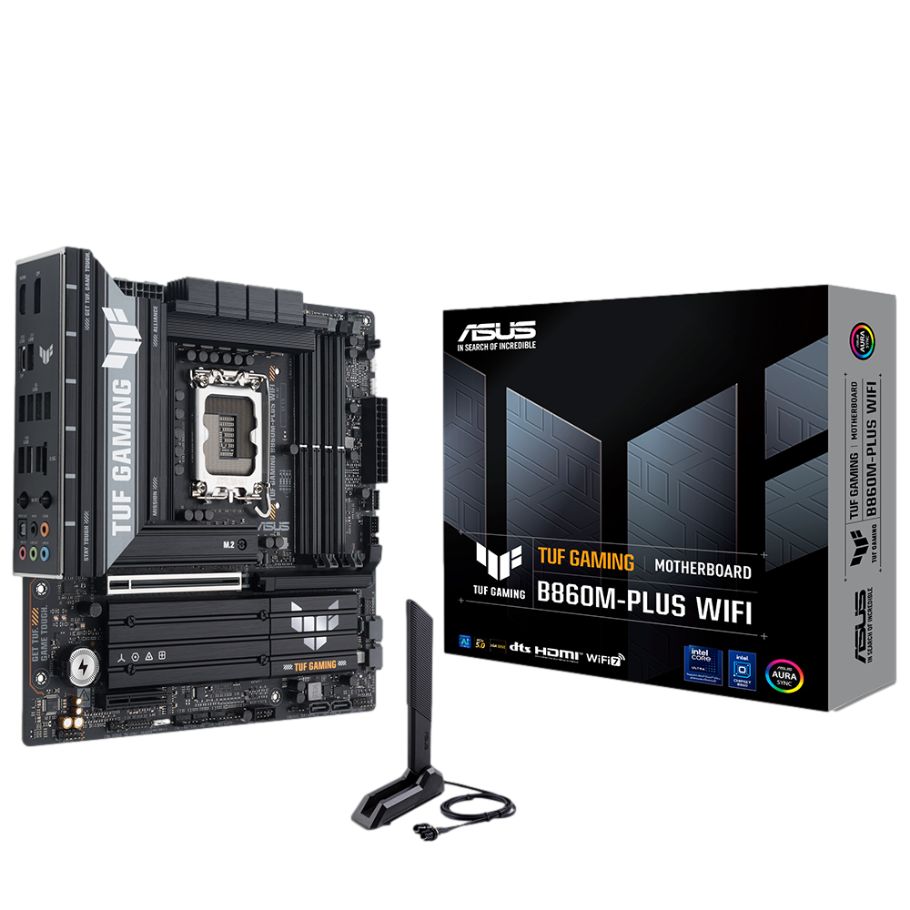 ASUS TUF GAMING B860M-PLUS WIFI 8800MHz OC DDR5 Soket 1851 M.2 USB4 HDMI DP mATX Anakart