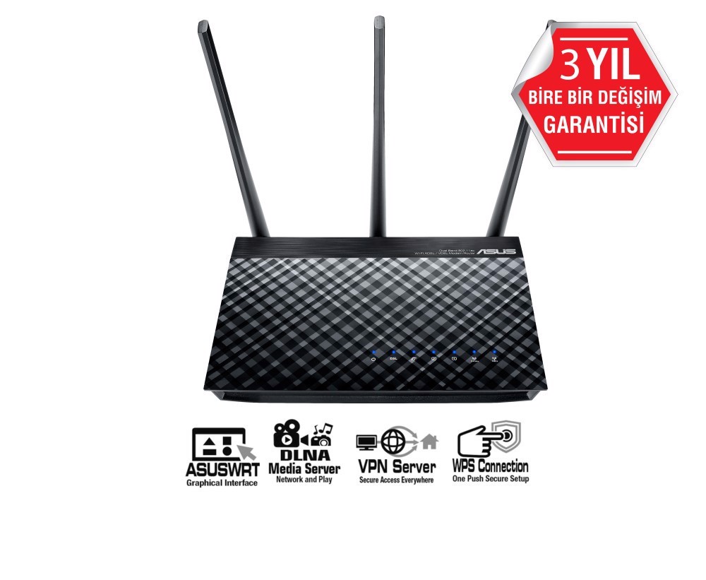 ASUS DSL-AC750 DualBand DLNA VPN ADSL VDSL Fiber Modem Router