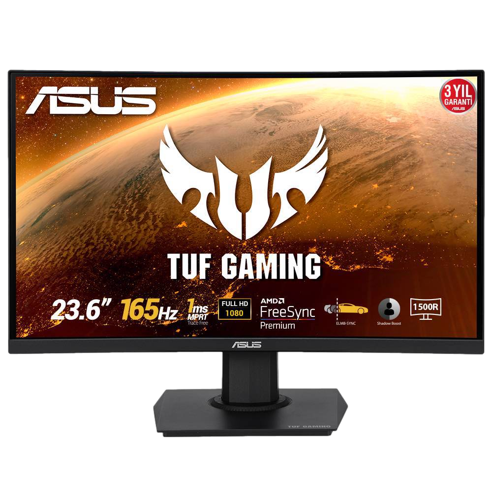 ASUS TUF GAMING 23.6" VG24VQE 165Hz 1ms 2xHDMI DP FreeSync Premium ELMB VA Curved Gaming Monitör
