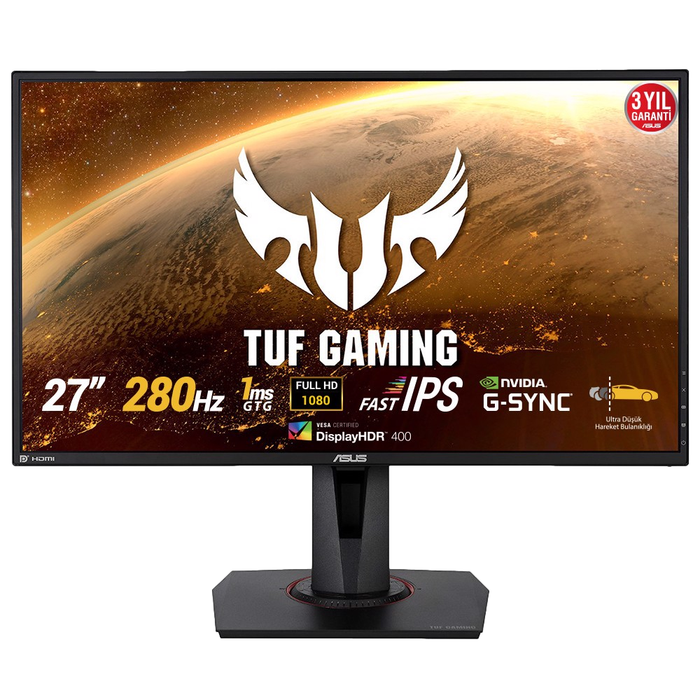 ASUS 27  VG279QM 280Hz 1ms 2xHDMI DP HDR IPS FHD ELMB-sync G-sync Gaming Monitör