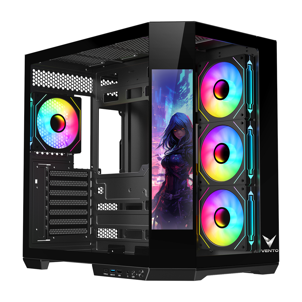 VENTO VG4206FSA 1000W LCD 9.16" Tempered Glass USB 3.0 Mesh ARGB E-ATX Tower Kasa + FSP 1000W GEN5  PSU