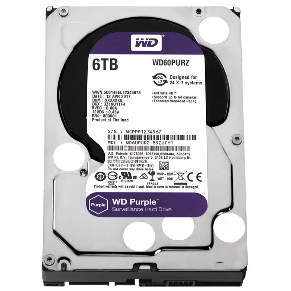 WD 6TB Purple 64MB 5400rpm 3.5  SATA 3.0 Güvenlik Harddisk