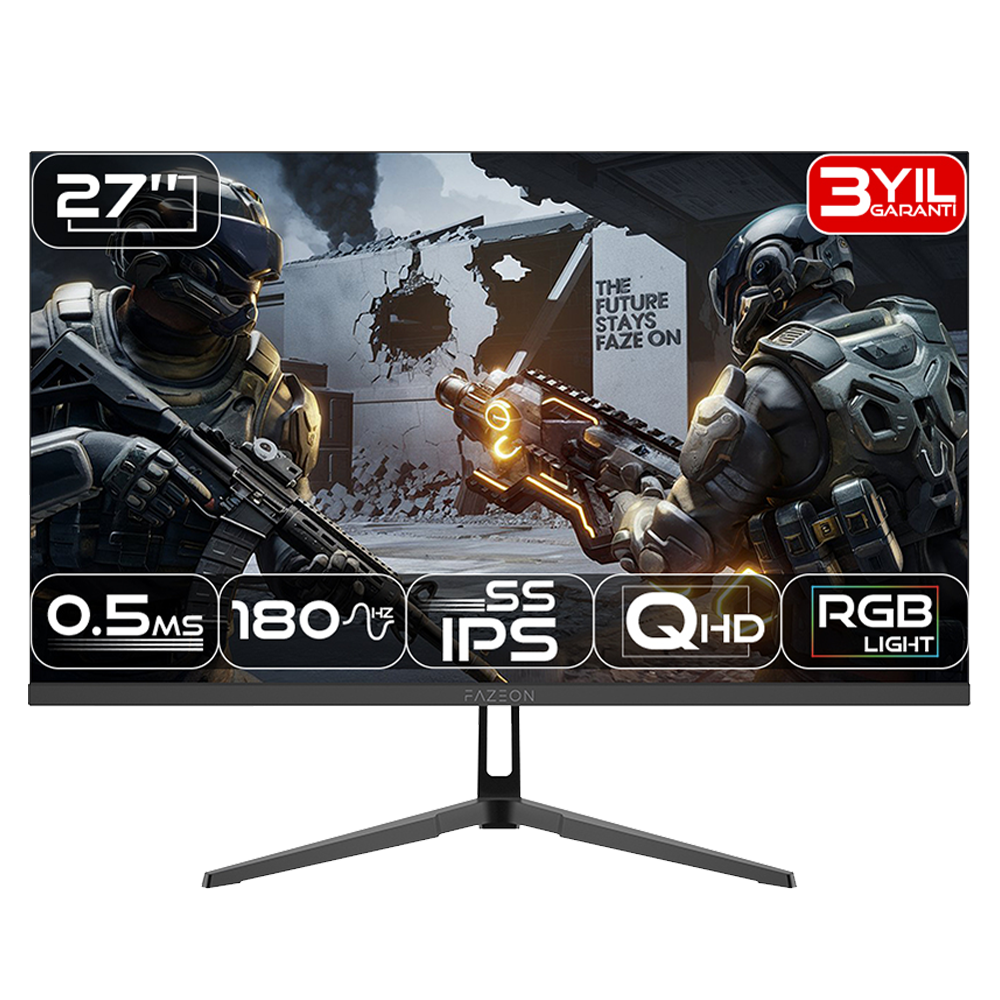 FAZEON X27F181QS 27" 180Hz 0.5ms HDMI DP HDR FreeSync G-Sync QHD Fast IPS Gaming Monitör