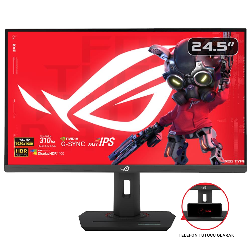 ASUS ROG Strix XG259CMS 24.5" 310Hz 1ms HDMI DP USB-C Adaptive-Sync Pivot HDR10 FHD Fast IPS Gaming Monitör